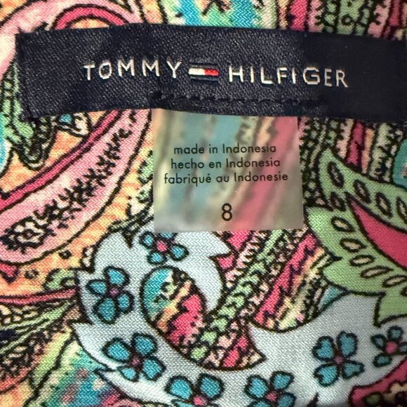 Tommy Hilfiger Sleeveless Shift Dress Multicolor Organic Shapes Polyester SZ 8 - Picture 2 of 5